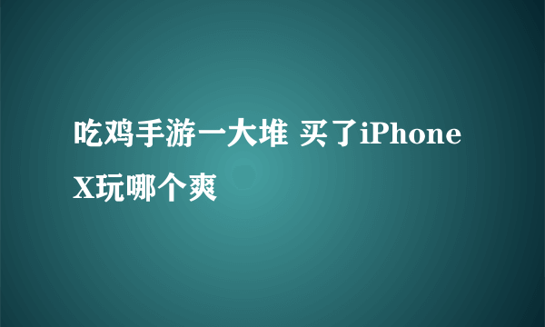 吃鸡手游一大堆 买了iPhoneX玩哪个爽