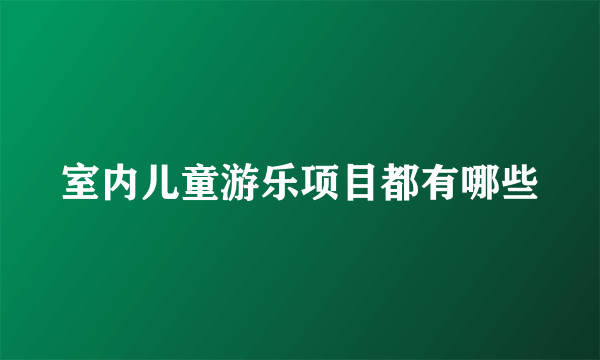 室内儿童游乐项目都有哪些