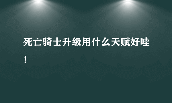 死亡骑士升级用什么天赋好哇！