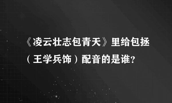 《凌云壮志包青天》里给包拯（王学兵饰）配音的是谁？