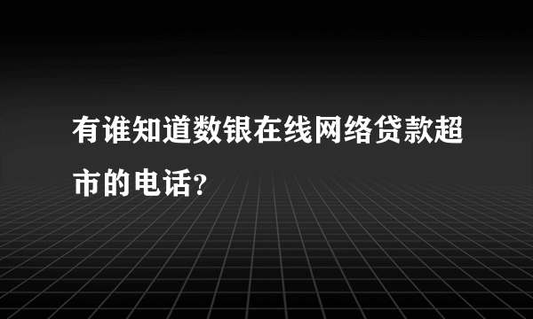 有谁知道数银在线网络贷款超市的电话？