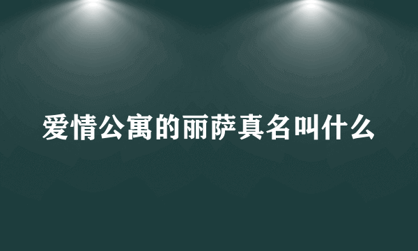 爱情公寓的丽萨真名叫什么