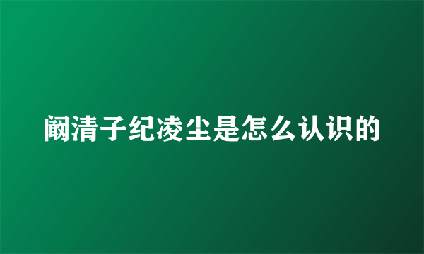 阚清子纪凌尘是怎么认识的