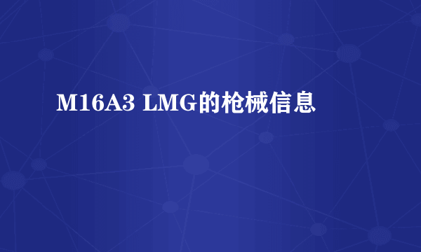 M16A3 LMG的枪械信息