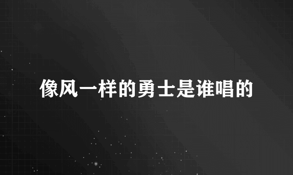 像风一样的勇士是谁唱的