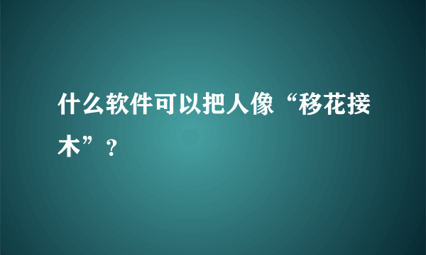 什么软件可以把人像“移花接木”？