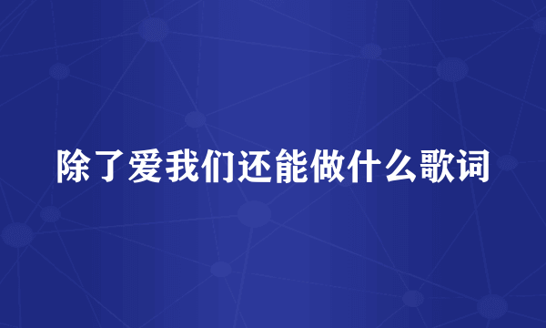 除了爱我们还能做什么歌词