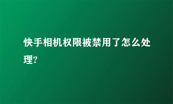 快手相机权限被禁用了怎么处理?