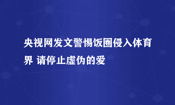 央视网发文警惕饭圈侵入体育界 请停止虚伪的爱