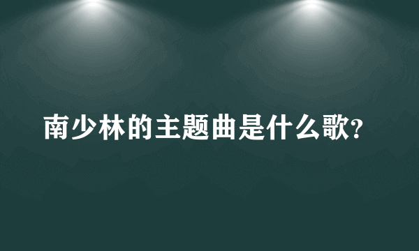 南少林的主题曲是什么歌？