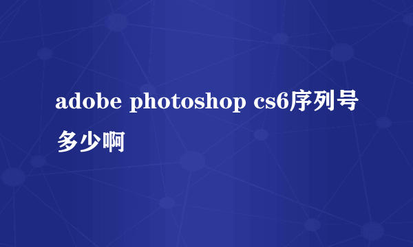 adobe photoshop cs6序列号多少啊