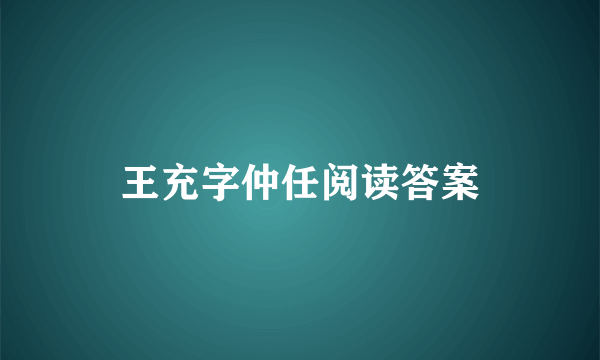 王充字仲任阅读答案