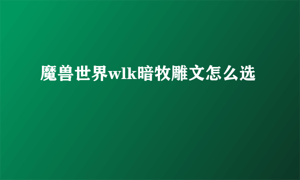 魔兽世界wlk暗牧雕文怎么选