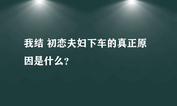 我结 初恋夫妇下车的真正原因是什么？