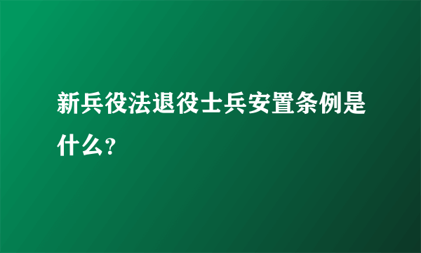 新兵役法退役士兵安置条例是什么？