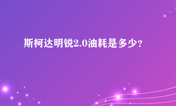 斯柯达明锐2.0油耗是多少？