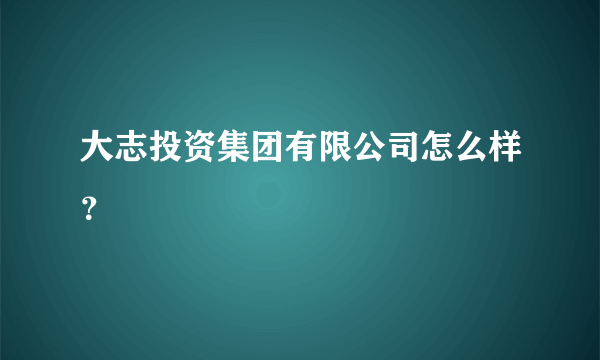 大志投资集团有限公司怎么样？