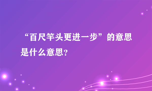 “百尺竿头更进一步”的意思是什么意思？