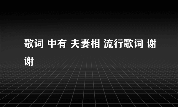 歌词 中有 夫妻相 流行歌词 谢谢