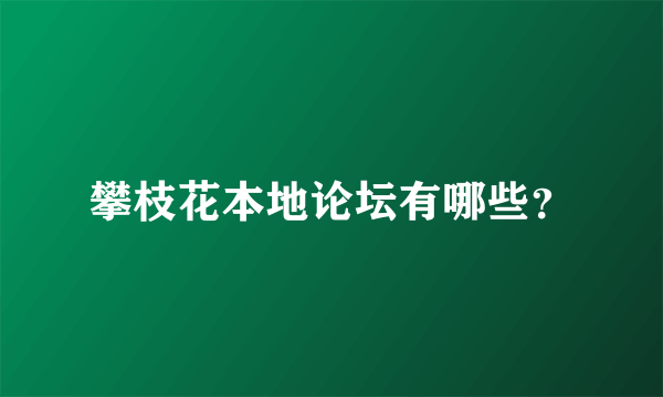 攀枝花本地论坛有哪些？