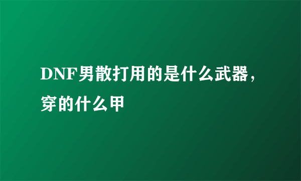 DNF男散打用的是什么武器，穿的什么甲