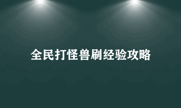 全民打怪兽刷经验攻略