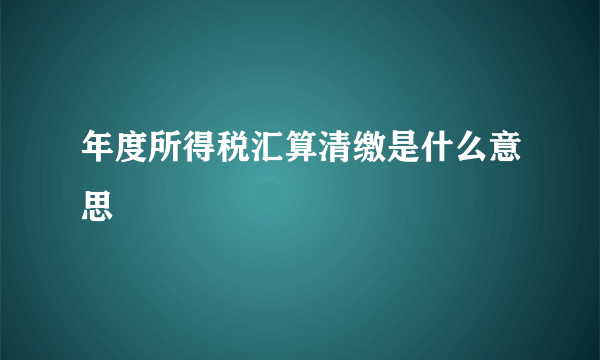 年度所得税汇算清缴是什么意思