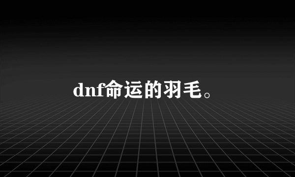 dnf命运的羽毛。