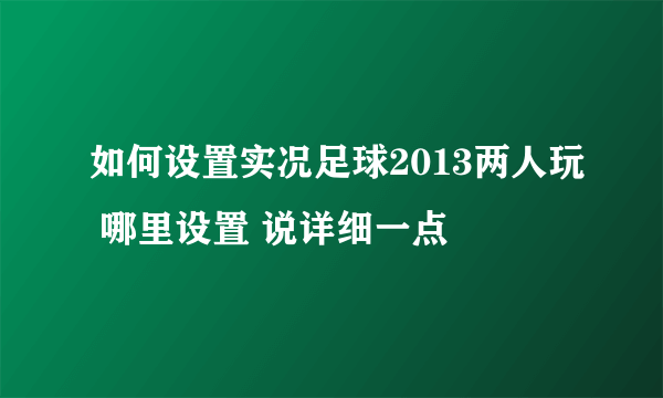 如何设置实况足球2013两人玩 哪里设置 说详细一点