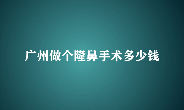 广州做个隆鼻手术多少钱