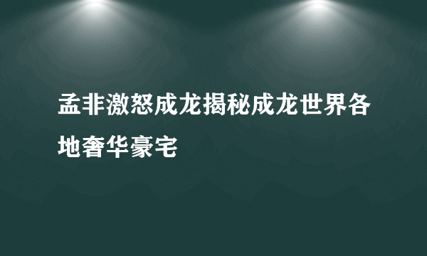 孟非激怒成龙揭秘成龙世界各地奢华豪宅