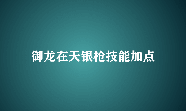 御龙在天银枪技能加点