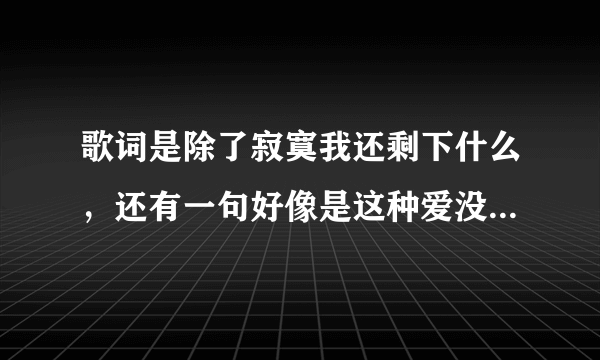 歌词是除了寂寞我还剩下什么，还有一句好像是这种爱没结果,你有自己