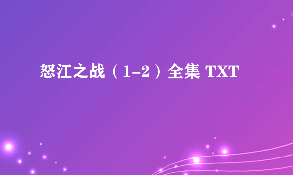 怒江之战（1-2）全集 TXT