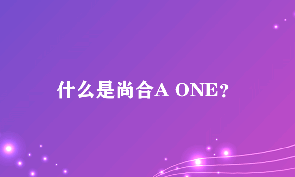 什么是尚合A ONE？