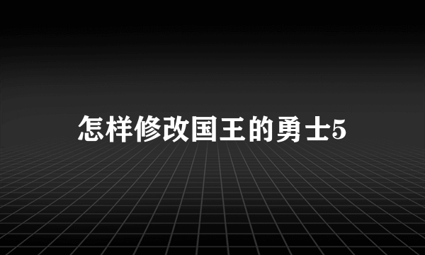 怎样修改国王的勇士5