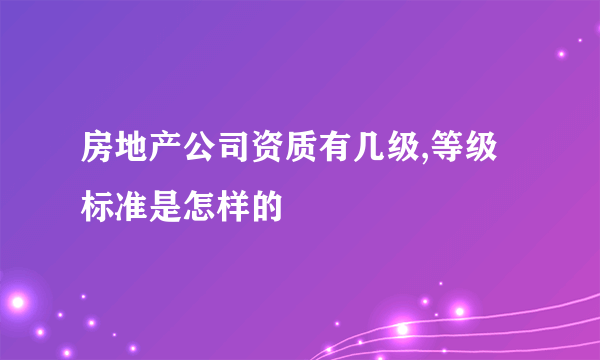 房地产公司资质有几级,等级标准是怎样的