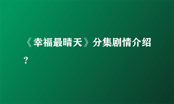 《幸福最晴天》分集剧情介绍？