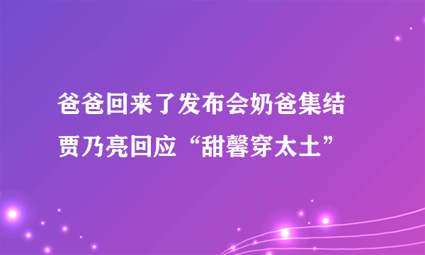 爸爸回来了发布会奶爸集结 贾乃亮回应“甜馨穿太土”