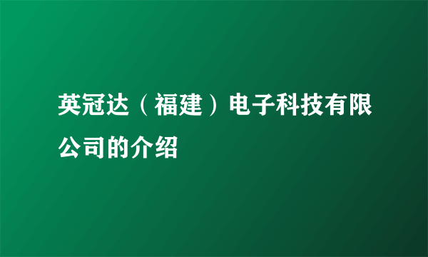 英冠达（福建）电子科技有限公司的介绍