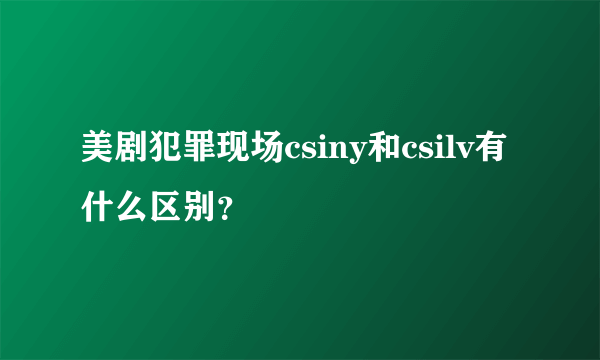 美剧犯罪现场csiny和csilv有什么区别？