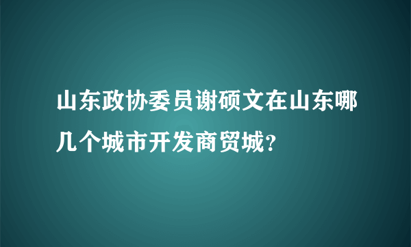 山东政协委员谢硕文在山东哪几个城市开发商贸城？