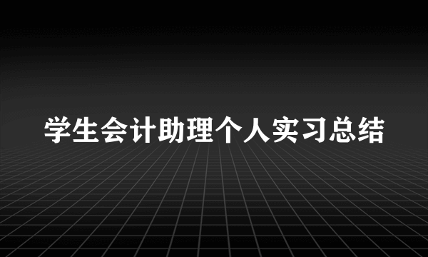 学生会计助理个人实习总结