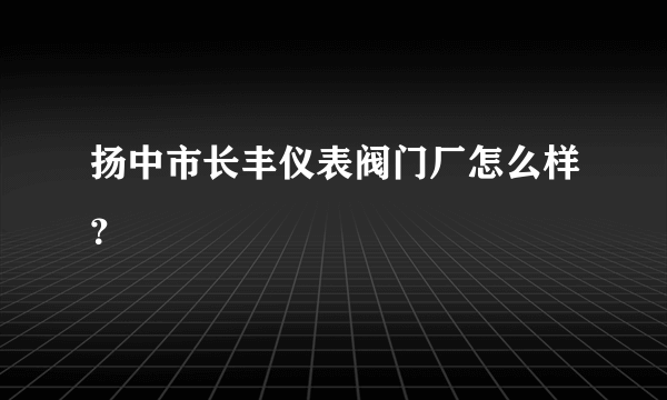 扬中市长丰仪表阀门厂怎么样？