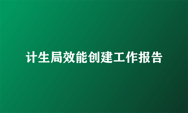 计生局效能创建工作报告