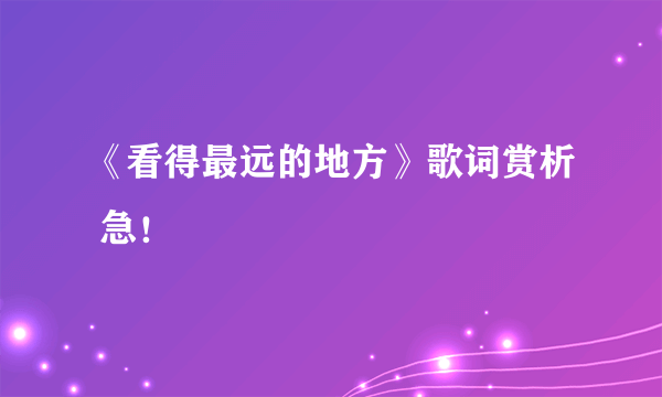 《看得最远的地方》歌词赏析 急！