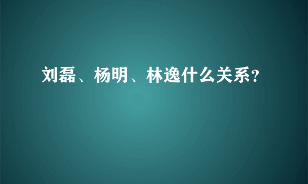 刘磊、杨明、林逸什么关系？