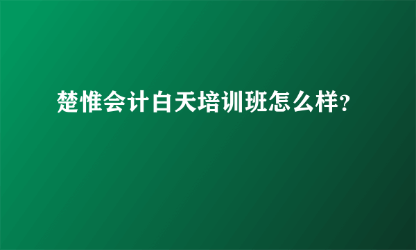 楚惟会计白天培训班怎么样？