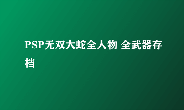 PSP无双大蛇全人物 全武器存档