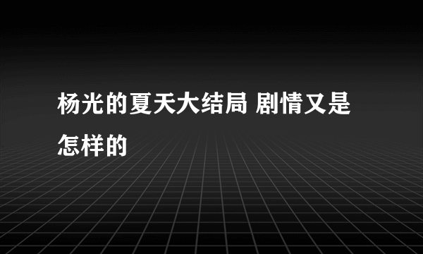 杨光的夏天大结局 剧情又是怎样的